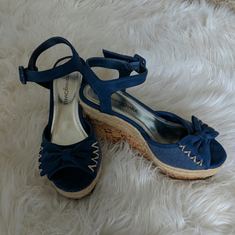 Blue Bow Wedges